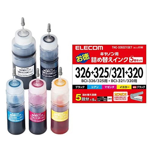 에레콤 채우기 교환 잉크 Canon 캐논 BCI-320321BCI-325326대응 5 색팩5회분 THC-326321SET 탐색NoC108 THC-326321SET