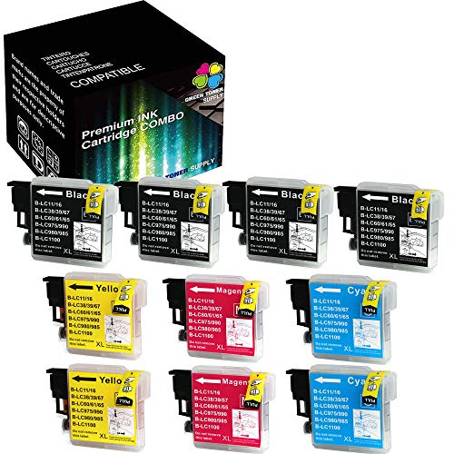Green Toner Supply (10 Pack Compatible LC-65 Ink Cartridge | High Yield, 4B/2C/2Y/2M | Replacement for Brother High Yield LC65 (4 Black, 2 Cyan, 2 Yellow, 2 Magenta, 10-Pack)