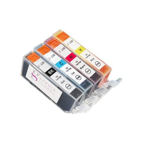 Sophia Global Compatible Ink Cartridge Replacement Set for Canon CLI-226 (Pack of 4: 1 CLI-226 Small Black, 1 Cyan, 1 Magenta, 1 Yellow)