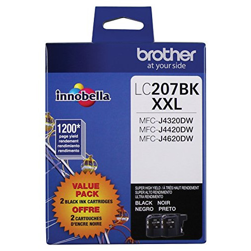 Brother Printer LC2072PKS Multi Pack Ink Cartridge, Black - Pack of 2
