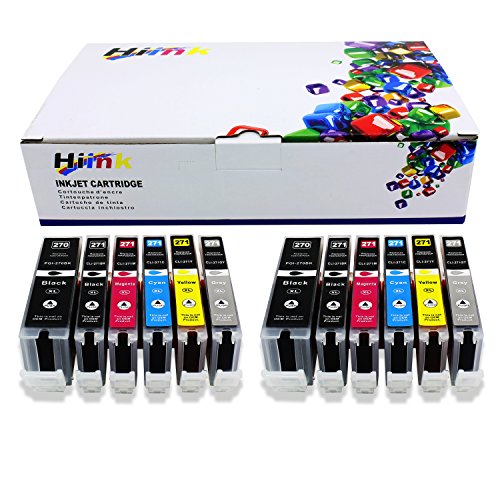 HIINK Compatible Ink Cartridge Replacement For Canon PGI-270XL CLI-271XL PGI-270 CLI-271 ink Cartridges use in Pixma MG7720 MG7700 TS9020 TS8020 (2PGbk, 2BK, 2C, 2M, 2Y, 2GY, 12-Pack)