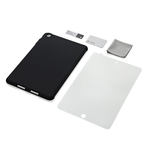 Simplism iPad mini Retina / mini용 실리콘 케이스 Apple제Smart Cover대응 anti더스트 코팅 보호 필름 부속 항균 사양 블랙 TR-SCIPDMR-BK