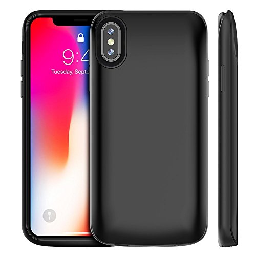 Highwings Built-in Battery Case for iPhone X, 6000mAh High Capacity, iPhone 10 Rapid Charging Case Battery, Ultra Lightweight iPhone X Smart Battery Case, 200%+ Battery Capacity for iPhone X Case Black