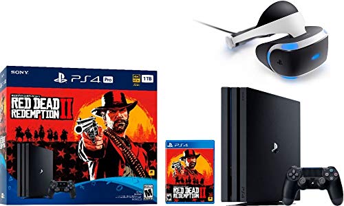 Newest Sony PlayStation 4 Pro 1TB Console Red Dead Redemption 2 Bundle W /PlayStation VR Core Headset