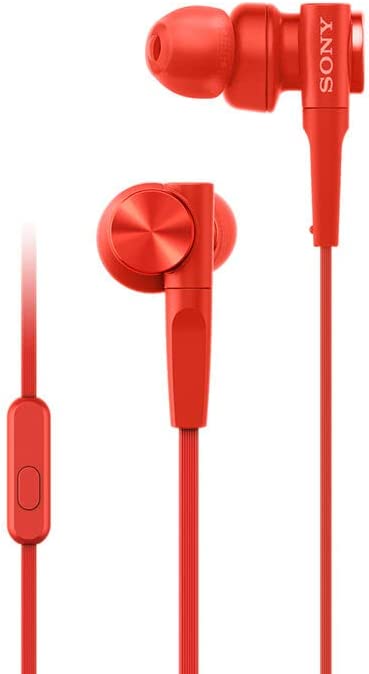 Sony Premium Lightweight Extra Bass Noise-Cancelling Earbud Headphones with in-line Microphone and Remote for Android Smartphone (Red) u2026
