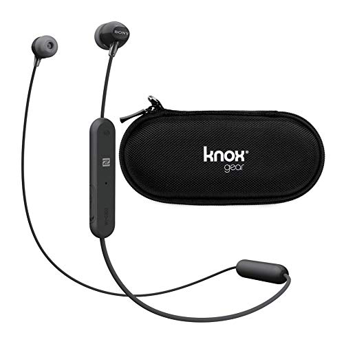 Sony WI-C300 Wireless in-Ear Headphones (Black) Bundle with Knox Gear Hardshell Case (2 Items)