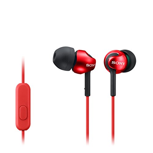 Sony Deep Bass Earphones with Smartphone Control and Mic - Metallic Red