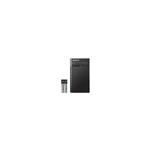Sony ICFP26 Portable AM/FM Radio (Black) MDREX15AP Fashion Color EX Series Earbud Headset with Microphone (Black) Bundle (2 Items)