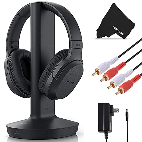 Sony Wireless Over-Ear Noise Reduction Headphones (WHRF400R) with Transmitter Dock (TMRRF400) + Sony Rechargeable Battery + Connecting Cables + AC Adaptor + HeroFiber Cleaning Cloth