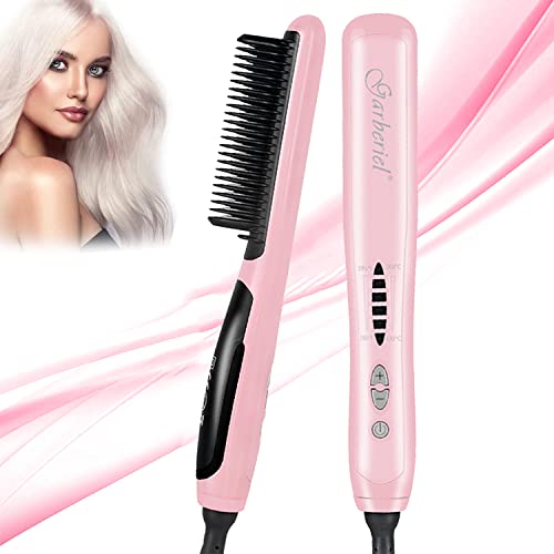 고데기 Garberiel 2 in 1 Hair Straightener Brush Straight Hair Comb and Curly Hair Comb 3 Purpose Comb with Premium PTC Ceramic Heating Components 6 Modes