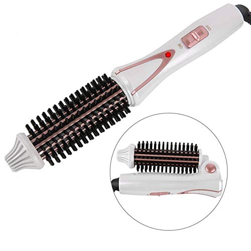 Travel Hair Curling Iron Brush 1 inch Anti-scald Heated Curling Wands Round Hair Styler Curler Brush Curling Iron Brush Ionic Hot Curler Brush for Curling Dual Voltage White