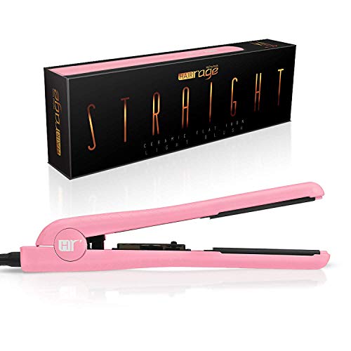 Hair Rage Straight Edition 1.25 Inch Professional Ceramic Tourmaline Hair Straightening Flat Iron for Hair (Blush Pink)