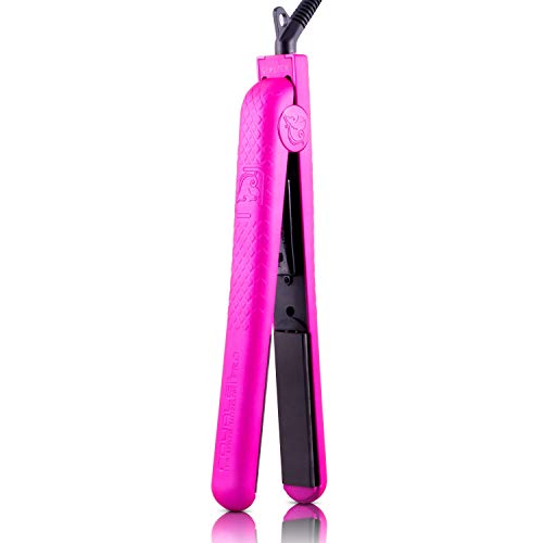 Royale 100% Ceramic Tourmaline Ionic Flat Iron Hair Straightener | 2 in 1 hair straightener and curler | Single Pass Floating Plates | Ion Tech Anti-Static & Anti-Frizz 1.25" Pink Soft Touch