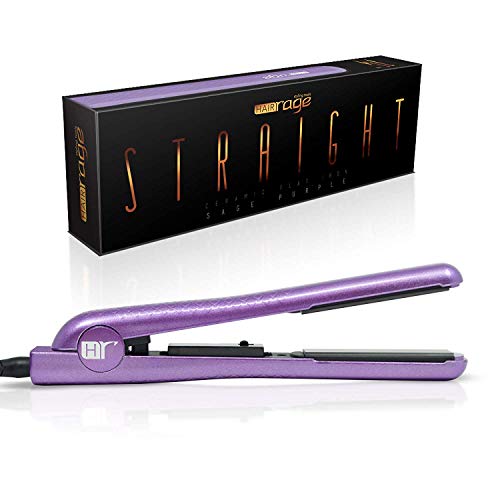 Hair Rage Hair Straightener Professional Flat Iron Hair Care System 1.25 Ceramic Tourmaline Flat Irons - Dual Voltage Hair Straighteners - Planchas De Cabello (Pearlescent Purple)