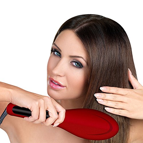 Hot and Straight Straightening Salon Brush with Temperature Control by Esplee, Red