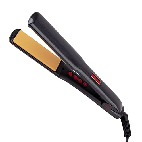 CHI G2 Professional Hair Straightener Titanium Infused Ceramic Plates Flat Iron | 1 1/4 Ceramic Flat Iron Plates | Color Coded Temperature Ranges up 425°F | For all hair types | Includes Thermal Mat