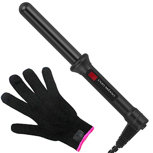 ENZO Milano 26mm (1 Inch) Digital Clipless Ceramic Curling Iron / Curling Wand with Temperature Control