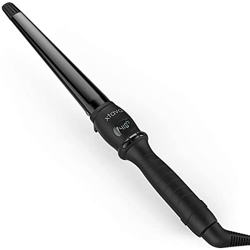 xtava It Curl Curling Wand - 0.75-1.25 Inch Professional Dual Voltage Hair Wand with Ceramic Barrel Cool Tip and Auto Shut Off - Travel Curling Iron for Long and Short Hair with Heat Resistant Glove