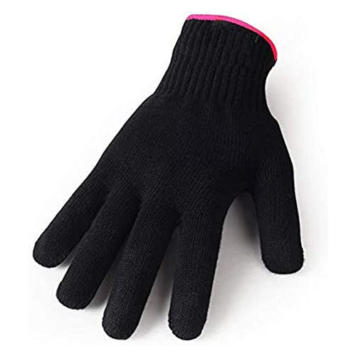 Heat Resistant Glove for Hair Styling, Curling Iron, Flat Iron and Curling Wand, Pink Edge, Silicone Bump, 1 Piece