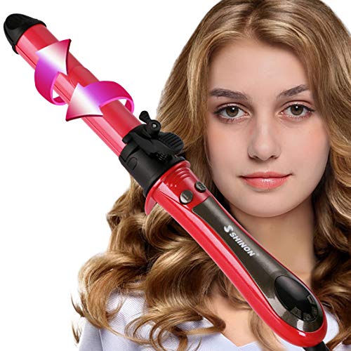 2 in 1 Hair Straightener and Curler Hair Curling Iron 1 to 1.2 Inch Spinning Hair Wand with Automatic Rotation for All Hiar Type Ceramic Flat Iron Auto Rotating Spiral Adjustable Temperature