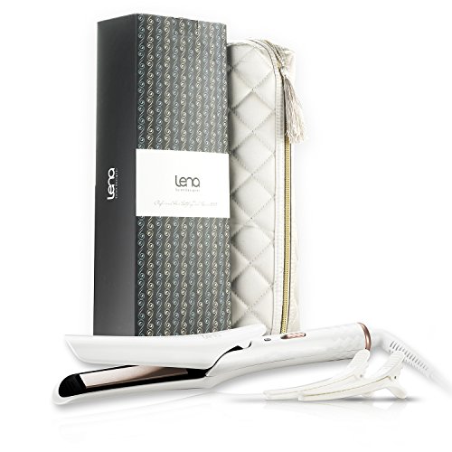 LENA Hair Straightener Curler 2 in 1 Flat Iron Curl Styler : 3/4 Inch Ceramic Tourmaline Floating Plates 410°F - Dual Voltage - Auto Shut Off - for Household and Travel