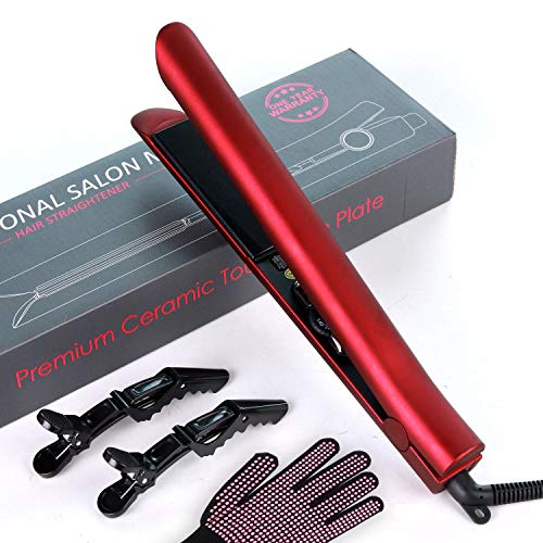 Hair Straightener and Curling Iron 2 in 1 Professional Tourmaline Ceramic Flat Iron with 3D Floating Plates for All Hair Types Styling Rotating Adjustable Temperature is Helpful for Salon Black