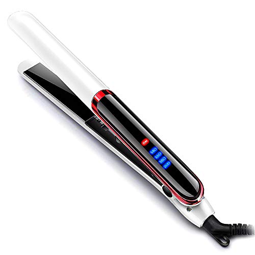 Hair Straightener Flat Iron ,Fast Heated Dry Hair Straightening and Curling Irons with LCD Screen for All Hair Types，Straightens & Curls with Adjustable Temp (Black)