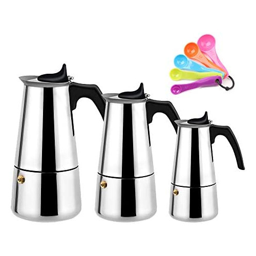 NARCE Stainless Steel Percolator Coffee Maker Stovetop Espresso Maker Moka Pot Coffee (4cup-200ML)