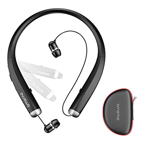 Bluetooth Headphones AMORNO Foldable Wireless Neckband Headset with Retractable Earbuds Sports Sweatproof Noise Cancelling Stereo Earphones with Mic