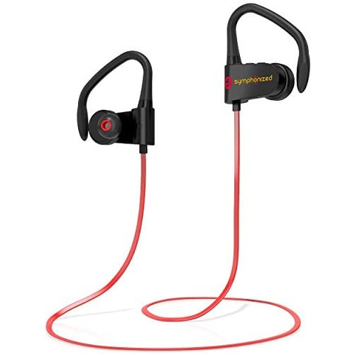 Symphonized PWR Bluetooth Earbuds, Wireless, Water Resistant Sport Earphones with Mic, HD Stereo, Sweatproof in-Ear Headphones, Secure Fit Buds, Gym, Running, Workout, Travel Headset (Red)