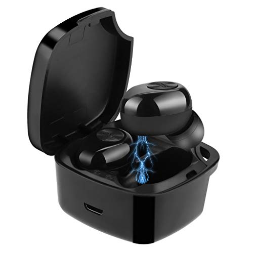 MIMEI True Wireless Earbuds Bluetooth 5.0 in-Ear Stereo Headset with Charging Case TWS Headphones with DSP Noise-Canceling Built-in Mic Earphones for Cell Phone/Running/Android A8 Black