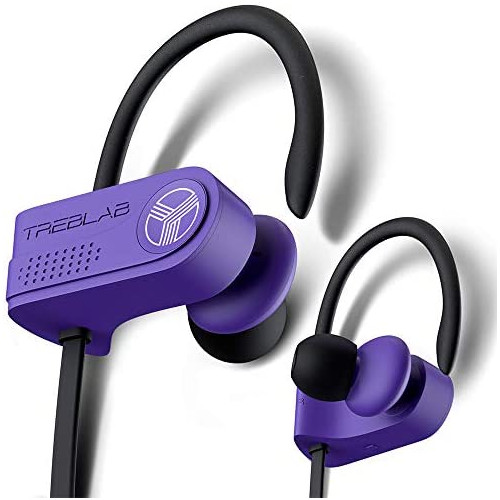 TREBLAB XR700 PRO Wireless Running Earbuds - Top 2019 Sports Headphones Custom Adjustable Earhooks Bluetooth 5.0 IPX7 Waterproof Rugged Workout Earphones Noise Cancelling Microphone In-Ear Headset