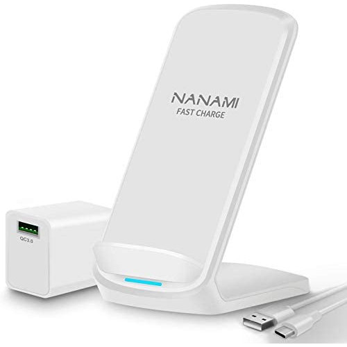 「영화 최신 버젼」NANAMI Qiwireless 급속 충전기 세트 QC3.0 어댑터 부속 5W/7.5W/10W Qiuck Charge 두는 것 뿐(만,만큼) 충전 iPhone 11 / 11 Pro / Xs / XR / Xs Max / X / 8 / 8 Plus,Galaxy S10 / S10+ / S9 / S9+ / S8 / S8+ / Note 10 / Note 9 고, 다른 Qi기종 대응 wireless 차저(Charger) 검정