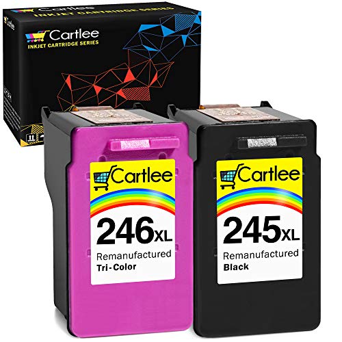 Cartlee 2 Remanufactured PG-245xl CL-246xl High Yield Ink Cartridges Replacement for iP2820 MG2420 MG2920 MG2922 MG2520 MG2924 MX492 Shows Ink Level