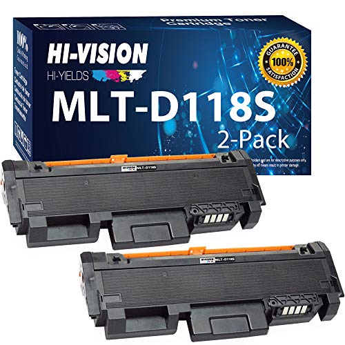 HI-VISION HI-YIELDS Compatible MLT-D118S [1,200 Pages] Stardard Yield Toner Cartridge Replacement for 118S, Used in Xpress M3065FW M3015DW (Black, 2-Pack)