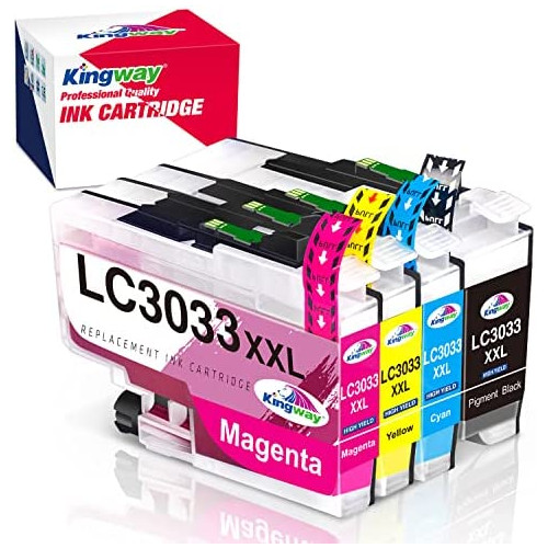 Kingway Upgraded LC3033XXL LC3033 LC3035 Compatible Ink Cartridges Replacement for Brother MFC-J995DW MFC-J995DWXL MFC-J815DW, MFC-J805DW, MFC-J805DWXL Printer (Black, Cyan, Magenta, Yellow, 4-Pack)