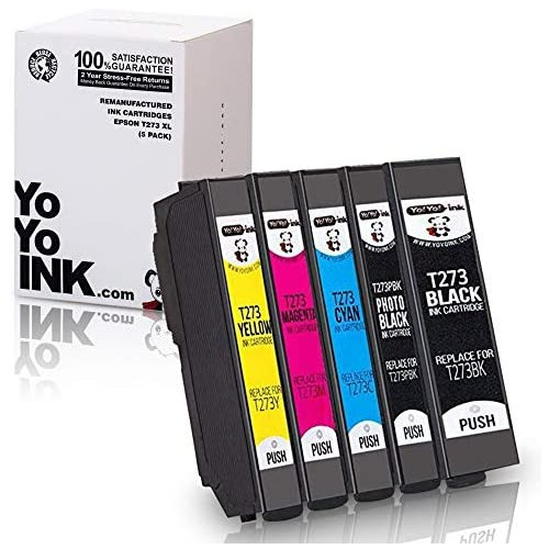 YoYoInk Remanufactured Printer Ink Cartridges Replacement for Epson T273XL 273 XL 1 Black 1 Photo Black 1 Cyan 1 Magenta 1 Yellow 5-Pack