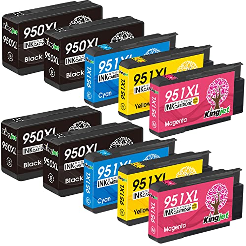 Kingjet Compatible Ink Cartridge Replacement for HP 950 951 950XL 951XL (4 Black / 2 Cyan / 2 Magenta / 2 Yellow) Work with Officejet Pro 8600 8610 8620 8100 276dw 251dw for HP 950XL 951XL Combo