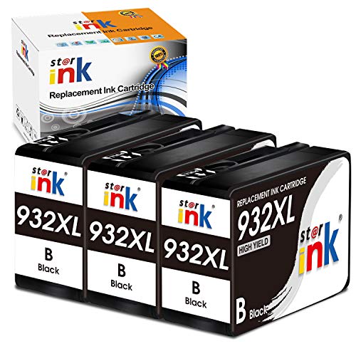 Starink Compatible Ink Cartridge Replacement for HP 932 XL 932XL Black Work with HP OfficeJet 7610 7612 6600 6700 6100 7110 Printers 3 Black