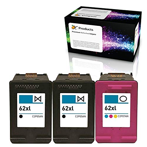 OCProducts Refilled HP 62XL Ink Cartridge Replacement for HP Officejet 5742 5740 8040 Envy 5540 5640 5660 7640 Printers 2 Black 1 Color