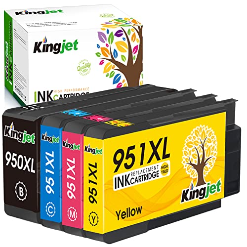 Kingjet Compatible Ink Cartridge Replacement for 950 951 950XL 951XL Work with Officejet Pro 8100 8600 8610 8620 Printers 1Set1BK 1C 1M 1Y