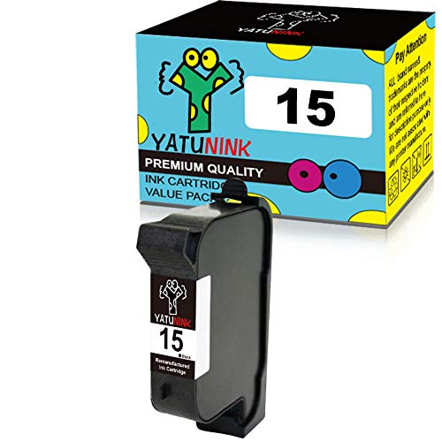 YATUNINK Replacement for HP15 Ink Cartridge Black Work with Deskjet/FAX/Officejet/PSC Series Printer 1 Black