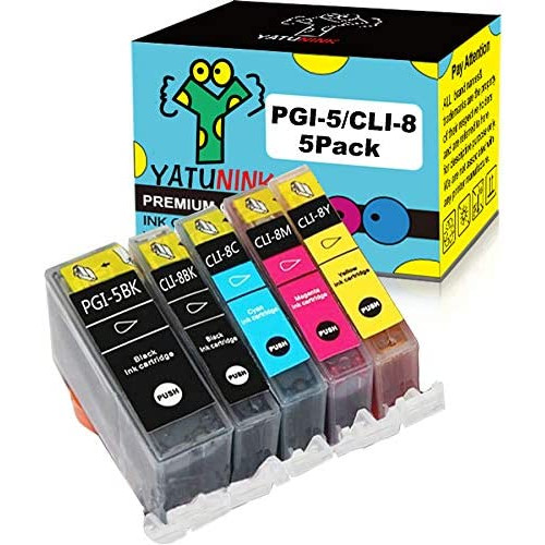 YATUNINK Compatible Ink Cartridge Replacement for Canon PGI-5BK CLI-8BK CLI-8C CLI-8M CLI-8Y Compatible Inkjet Cartridge with Chip for Pixma MP500 MP530 MP600 MP800 15 Pack