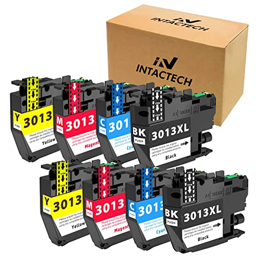 Intactech Compatible Ink Cartridges Replacement For Brother LC-3013 LC3013 High Yield BKCMY Work With MFC-J491DW MFC-J497DW MFC-J690DW MFC-J895DW 2 Sets-8 Pack 2 Black2 Cyan2 Magenta2 Yellow