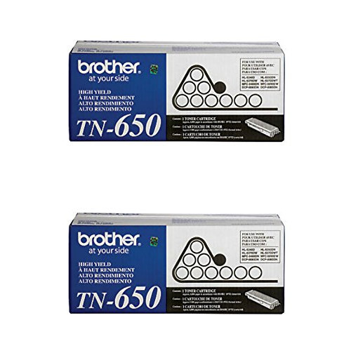 Brother Genuine TN-650 TN650 High Yield Black Laser Toner Cartridge 2-Pack