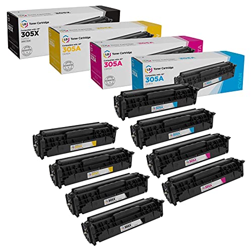 LD Products Compatible Toner Cartridge Replacements for HP 305A & 305X High Yield (2 Black, 2 Cyan, 2 Magenta, 2 Yellow, 8-Pack) for use with Laserjet Pro: 300 Color MFP M375nw 400 Color M451dn