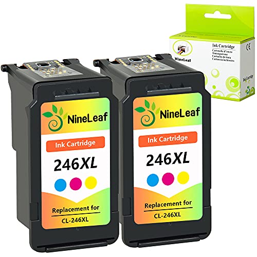 NineLeaf Remanufactured Ink Cartridges High Yield Compatible for Canon CL 246 XL CL-246XL 246 XL PIXMA MX492 MG2920 MG2520 IP2820 MG2420 MG2922 MG2924 Show Accurate Ink Level Tri-Color 2 Pack