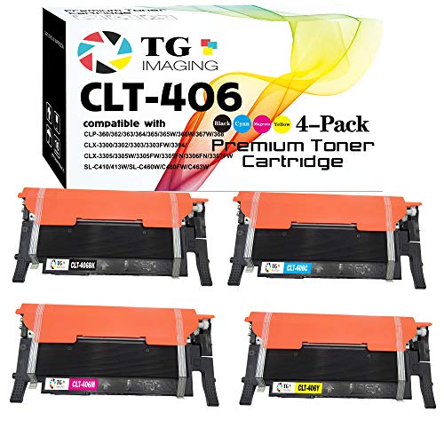 4 Color Set Compatible 406S CLT-406S Toner Cartridge for Samsung CLX-3300 3305 CLP-360 365 Printers Sold by TG Imaging 1XCLT-K406S 1XCLT-C406S 1XCLT-Y406S 1XCLT-M406S