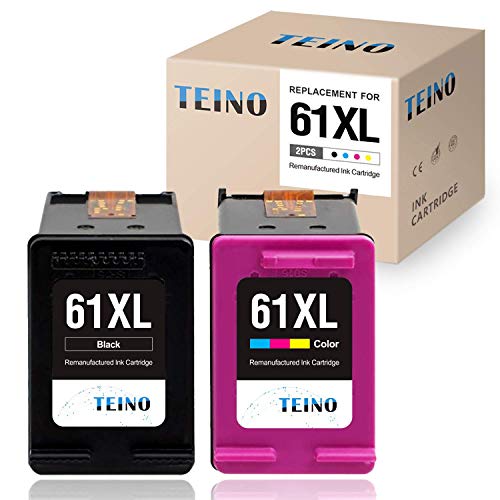 TEINO Remanufactured Ink Cartridge Replacement for HP 61XL 61 XL use with HP Envy 5530 4500 4502 OfficeJet 4630 4635 DeskJet 2540 1010 3050A 2542 2549 3510 2548 2541 Black Tri-Color 2-Pack
