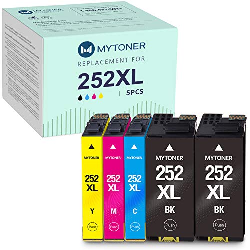 MYTONER Remanufactured Ink Cartridge Replacement for Epson 252 252XL Ink for Epson Workforce WF-7620 WF-7710 WF-3640 WF-3630 WF-3620 WF-7610 WF-7110 Printer Big-Black Cyan Magenta Yellow5-Pack